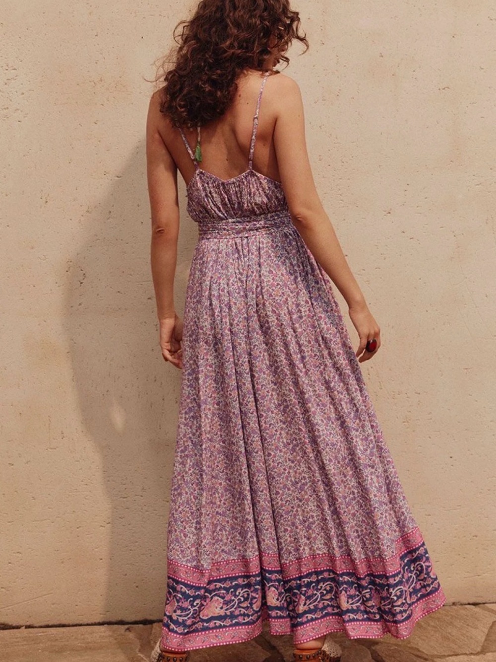 SPELL little Bird Wide Leg Floral Boho Oversized Jumpsuit Pink Purple Small - Picture 2 of 8